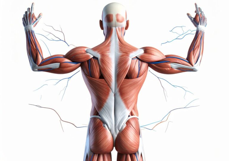 Medizinische Illustration des menschlichen Muskelapparats – Symbolbild für Muskelverlust durch GLP-1-Therapie (Abnehmspritze)