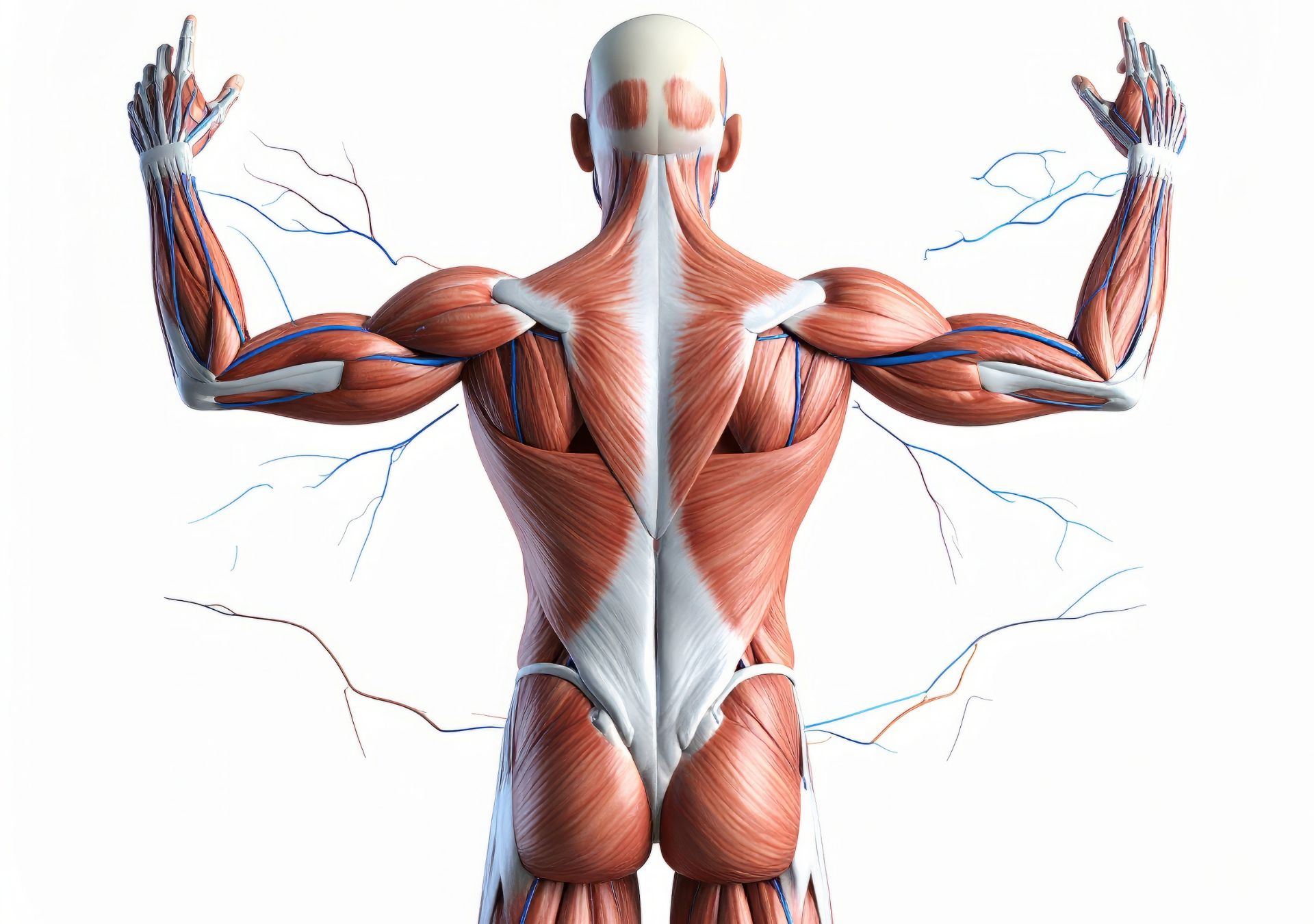 Medizinische Illustration des menschlichen Muskelapparats – Symbolbild für Muskelverlust durch GLP-1-Therapie (Abnehmspritze)